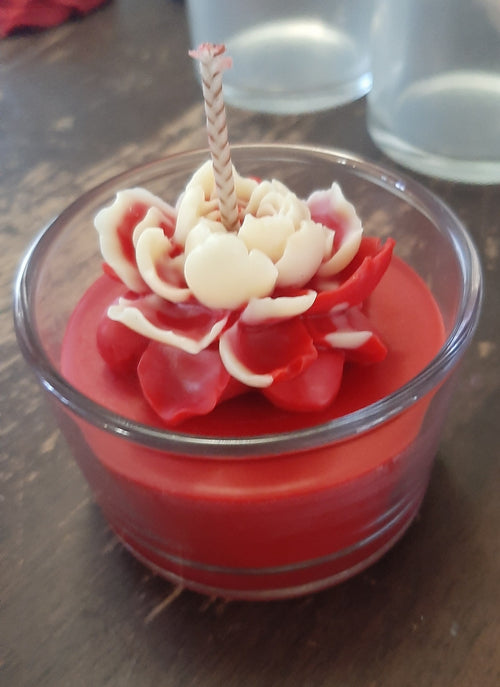 All My Love~ 4oz Beeswax/Soy blend candle w/flower embed.