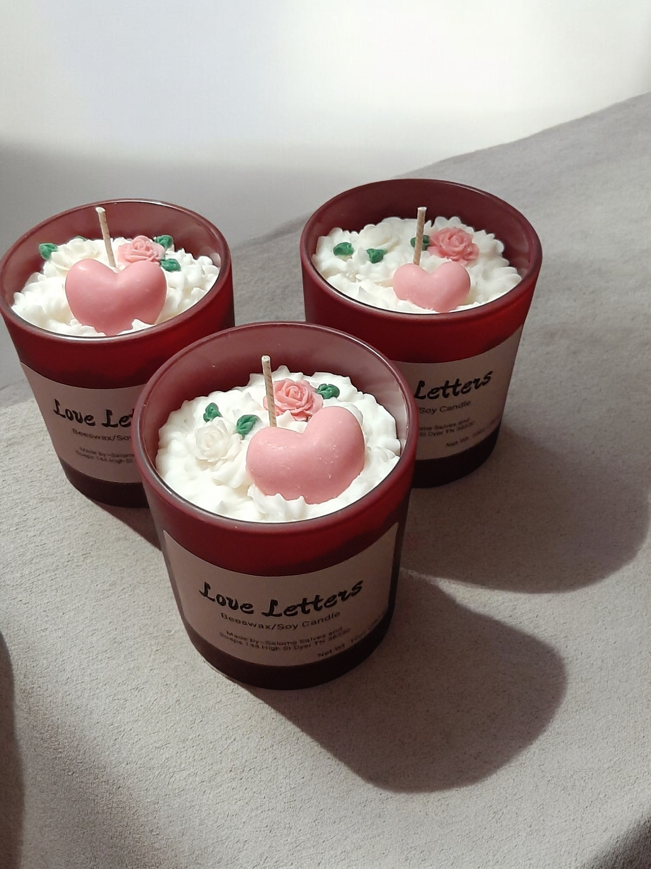 Love Letters~ 10oz Beeswax/Soy blend candle